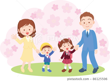 Entrance Ceremony Entrance_Family of 4_With櫻花背景 Entrance Ceremony Entrance_Family of 4_With櫻花背景 86125506