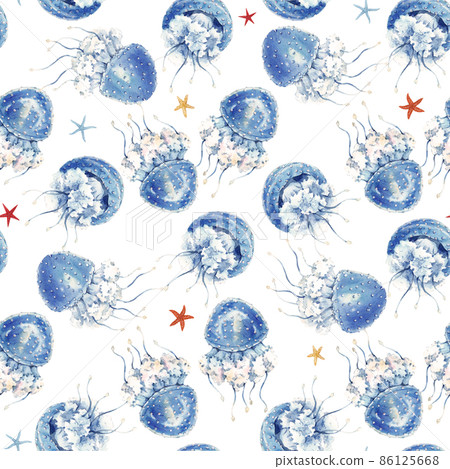 Beautiful seamless pattern with cute watercolor... - Stock Illustration ...