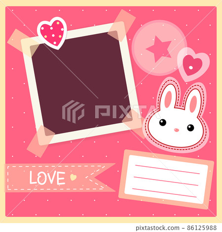 Square Valentine vintage backgrounds with retro photo, sticker and labels 86125988