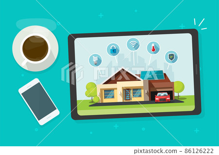 Smart home and house automation energy control... - Stock Illustration ...