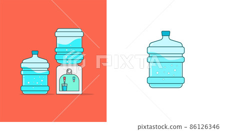 Water cooler dispenser vector or watercooler big bottle and office machine isolated line outline art illustration Water cooler dispenser vector or watercooler big bottle and office machine isolated line outline art illustration 86126346