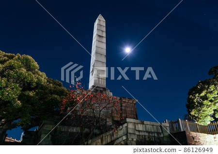 Kofu City, Yamanashi Prefecture Kofu Castle Ruins at Night Thanksgiving Monument Kofu City, Yamanashi Prefecture Kofu Castle Ruins at Night Thanksgiving Monument 86126949