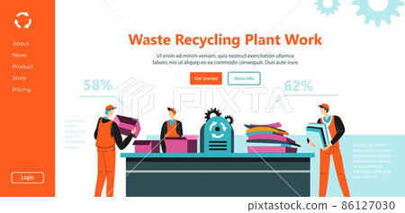 Waste recycling plant work sorting garbage vector 86127030