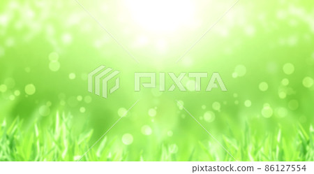 Horizontal sunny background of green color with yellow sparks. Abstract nature background with green grass Horizontal sunny background of green color with yellow sparks. Abstract nature background with green grass 86127554