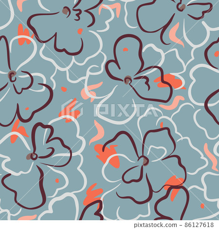 Summer nature botanical background. Large daisy flower buds. Floral seamless pattern. Outline contour drawing. Elegant wild flowers ornament simple design. Good for wallpaper, textile and fabric. Summer nature botanical background. Large daisy flower buds. Floral seamless pattern. Outline contour drawing. Elegant wild flowers ornament simple design. Good for wallpaper, textile and fabric. 86127618