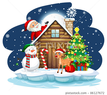 Snowy night with Santa Claus and friends Snowy night with Santa Claus and friends 86127672