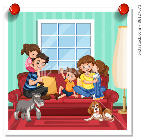 A picture of happy family on white backgound A picture of happy family on white backgound 86127673
