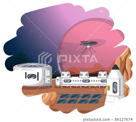 Isolated scene with space settlement Isolated scene with space settlement 86127674