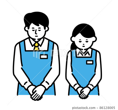 Male and female clerk bowing 86128005
