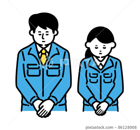 Men and women in work clothes with their heads down 86128008