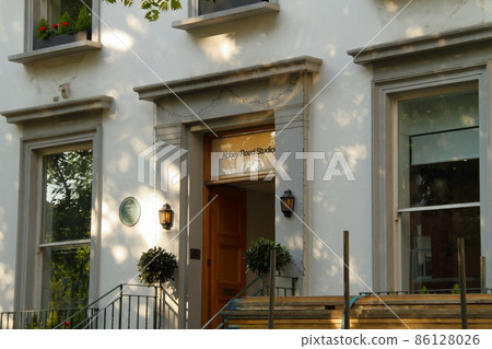 Abbey Road Studios famous for recording by The Beatles in London, England 86128026