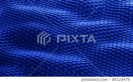 Abstract futuristic surface hexagon pattern with blue light rays 86128479