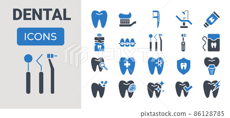Dental Icons Set 86128785