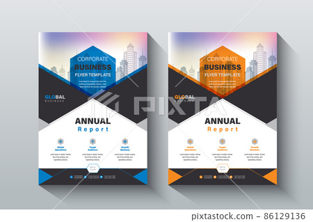 Annual Report Layout Design Template. Corporate Business flyer Background, Catalog, Cover, Booklet, Brochure, Magazine, Poster, Corporate Presentation, Portfolio, Banner, Website, Etc Concept Idea.  86129136