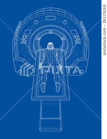 MRI machine scanning patient inside 86129268