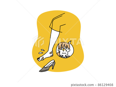 It looks like the legs are tattered with high heels. Comical handwritten person vector, simple coloring on line drawing. 86129408