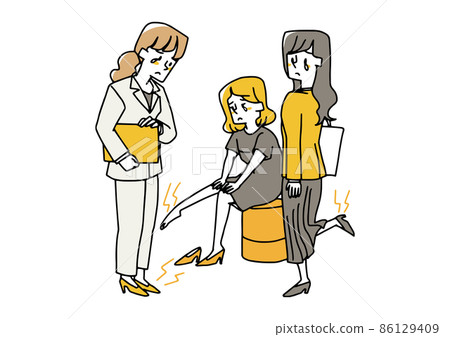 Women with high heels and pain in their legs Comical handwritten figures Vectors, simple coloring of line drawings Women with high heels and pain in their legs Comical handwritten figures Vectors, simple coloring of line drawings 86129409