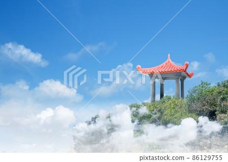 Chinese gazebo building on the park 86129755