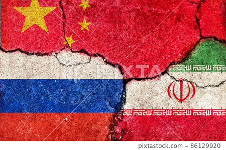 Image of international conflict between nations (three countries in conflict with the United States / China, Russia, Iran) Image of international conflict between nations (three countries in conflict with the United States / China, Russia, Iran) 86129920
