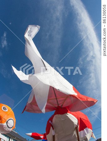 It is the scenery of the goldfish lantern festival in Yanai. It's full of bright atmosphere. Please for a fun background. Yamaguchi Prefecture 86130058