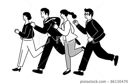 Illustration of a simple businessman and a business woman running 86130470