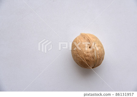 Walnuts in a shell on a white background Walnuts in a shell on a white background 86131957