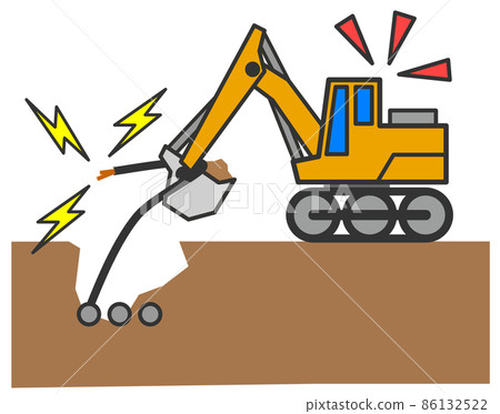 Accident accident that cuts electric wire cable at work site Accident accident that cuts electric wire cable at work site 86132522