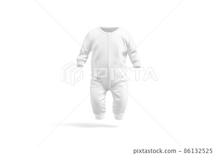 Blank white baby zip-up sleepsuit mockup, front view Blank white baby zip-up sleepsuit mockup, front view 86132525