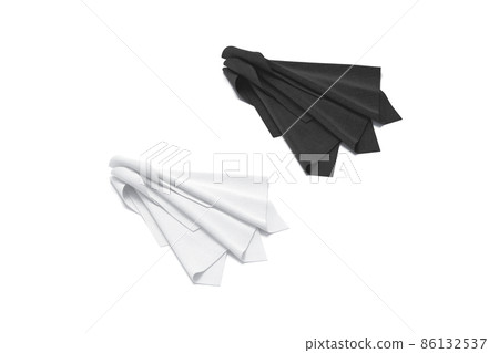 Blank black and white twisted fabric samples mockup, side view Blank black and white twisted fabric samples mockup, side view 86132537