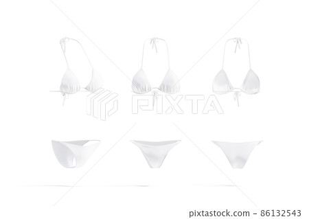 Blank white woman bikini mockup, different views Blank white woman bikini mockup, different views 86132543