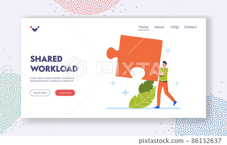 Shared Workload Landing Page Template. Business Solution, Compromise and Problem Solving Concept. Man Carry Huge Puzzle Shared Workload Landing Page Template. Business Solution, Compromise and Problem Solving Concept. Man Carry Huge Puzzle 86132637