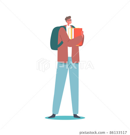 Young Man Student Character in Glasses with... - Stock Illustration ...
