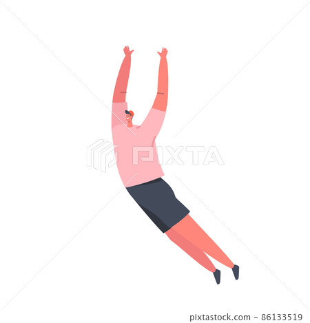 Male Character Fall or Jumping with Raised Arms... - Stock Illustration ...