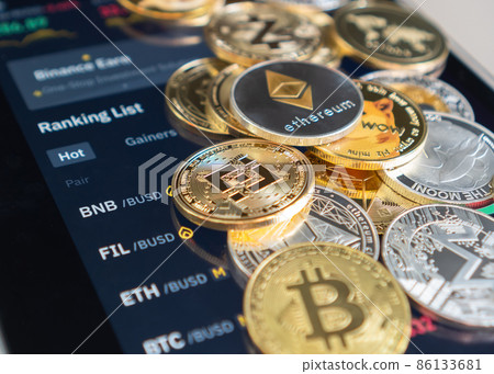 Cryptocurrency on Binance trading app, Bitcoin BTC with BNB, Ethereum, Dogecoin, Cardano, Litcoin, altcoin digital coin crypto currency defi p2p decentralized finance and fintech banking market Cryptocurrency on Binance trading app, Bitcoin BTC with BNB, Ethereum, Dogecoin, Cardano, Litcoin, altcoin digital coin crypto currency defi p2p decentralized finance and fintech banking market 86133681