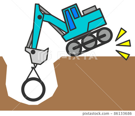 Heavy equipment that causes an accident by losing balance at the work site 86133686