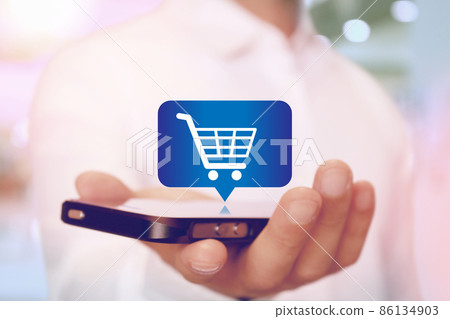 Online shopping icon on your smartphone shopping app icon Online shopping icon on your smartphone shopping app icon 86134903