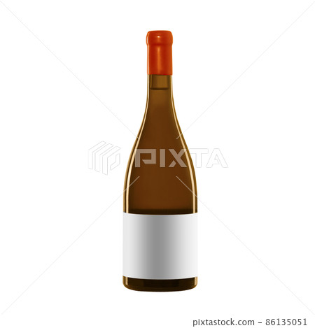 white wine bottle with blank label isolated on white background. white wine bottle with blank label isolated on white background. 86135051