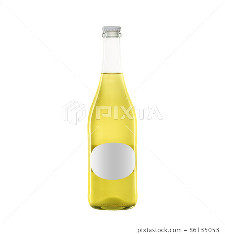white yellow wine bottle with blank label isolated on white background. 86135053
