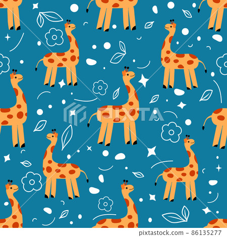 Nature Africa Animal Giraffe Zoo Childish Pattern 86135277