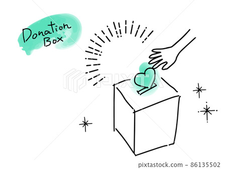 捐款箱和手的簡單圖解 86135502