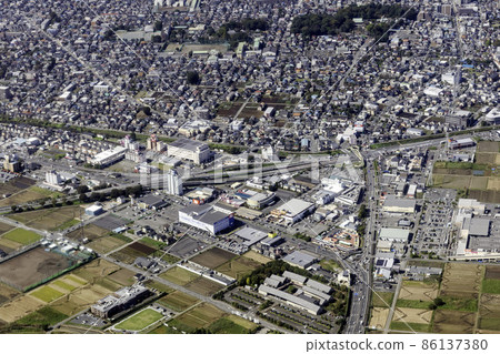 埼玉縣川越市Kosenba十字路口附近的鳥瞰圖 埼玉縣川越市Kosenba十字路口附近的鳥瞰圖 86137380