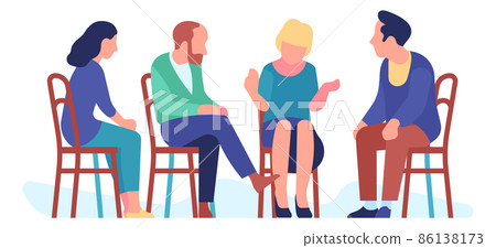 Addiction treatment session. People discussion in psychological group 86138173