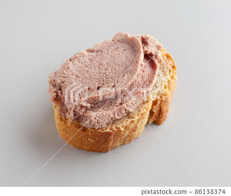 bread slice with ham pate bread slice with ham pate 86138374