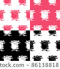 Vector set of beautiful floral monochrome patterns with rose buds silhouettes 86138818