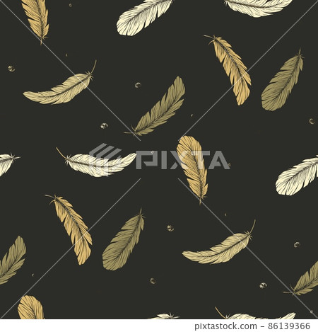 Bird feather floral seamless pattern Bird feather floral seamless pattern 86139366
