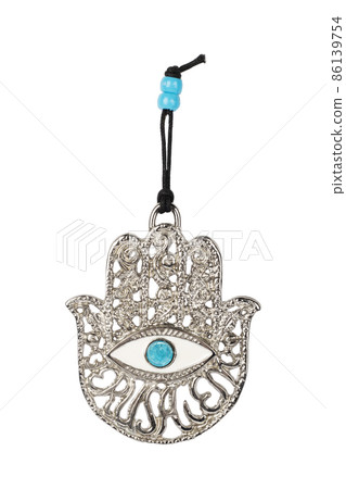 Metal hamsa for blessing isolated on white background Metal hamsa for blessing isolated on white background 86139754