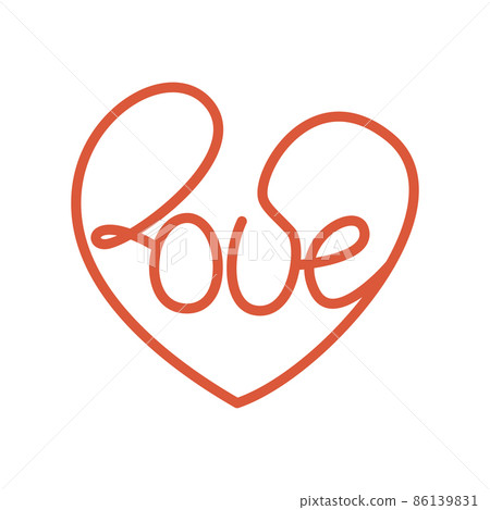 Red hand drawn word love in heart silhouette for valentine day Red hand drawn word love in heart silhouette for valentine day 86139831