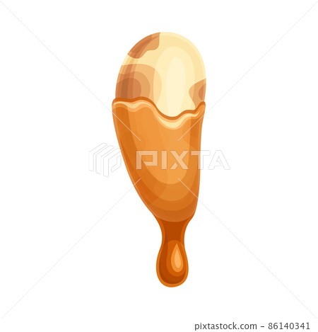 Nut in liquid caramel. Nutritious natural sweet dessert vector illustration 86140341