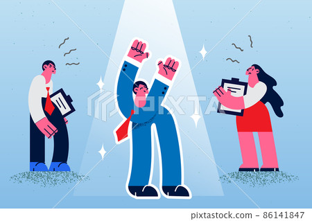 Successful man employee dance in spotlight Successful man employee dance in spotlight 86141847