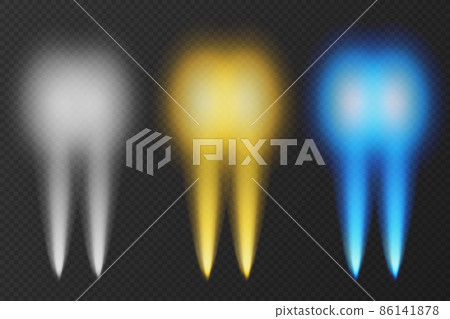 Set of transparent car headlight top view on dark background Set of transparent car headlight top view on dark background 86141878